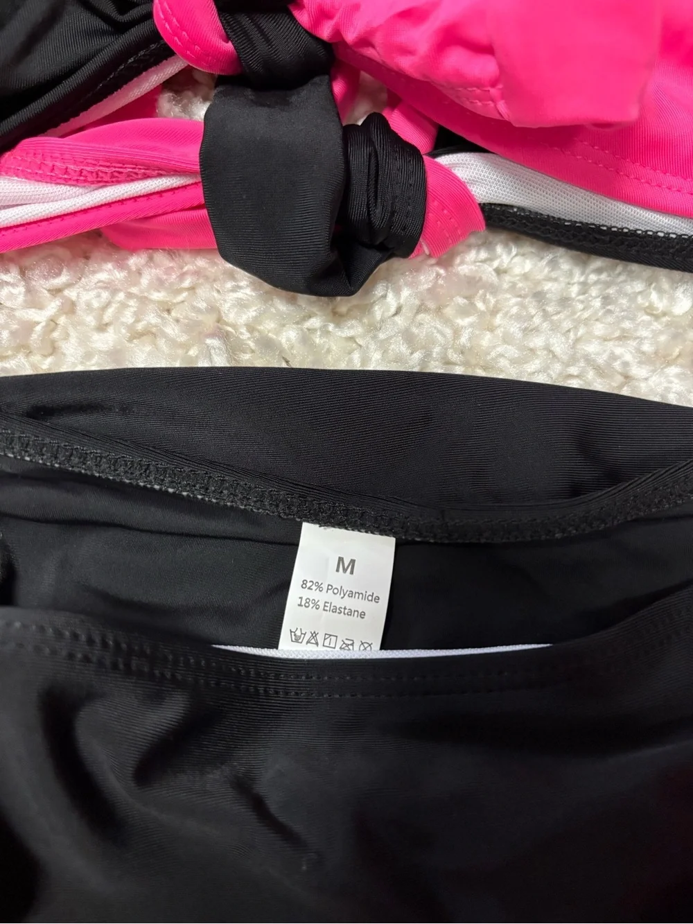 Black & Hot Pink Wrap Halter Bikini Set